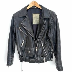 Vintage 1980s Moto Biker Leather Jacket – Women’s S–XS